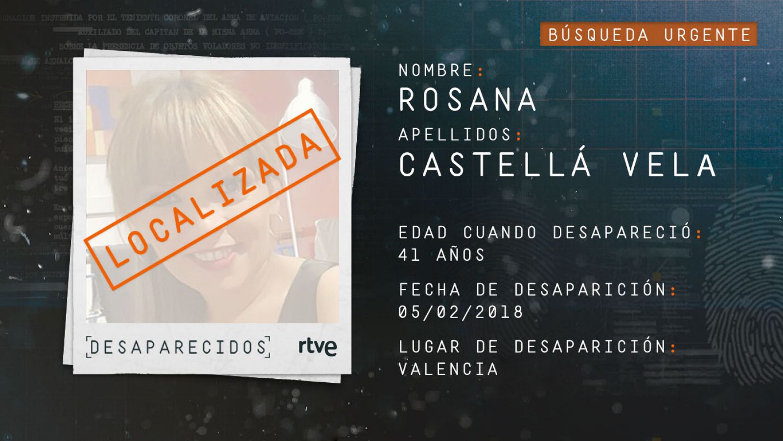 Rosana Castellá Vela, localizada