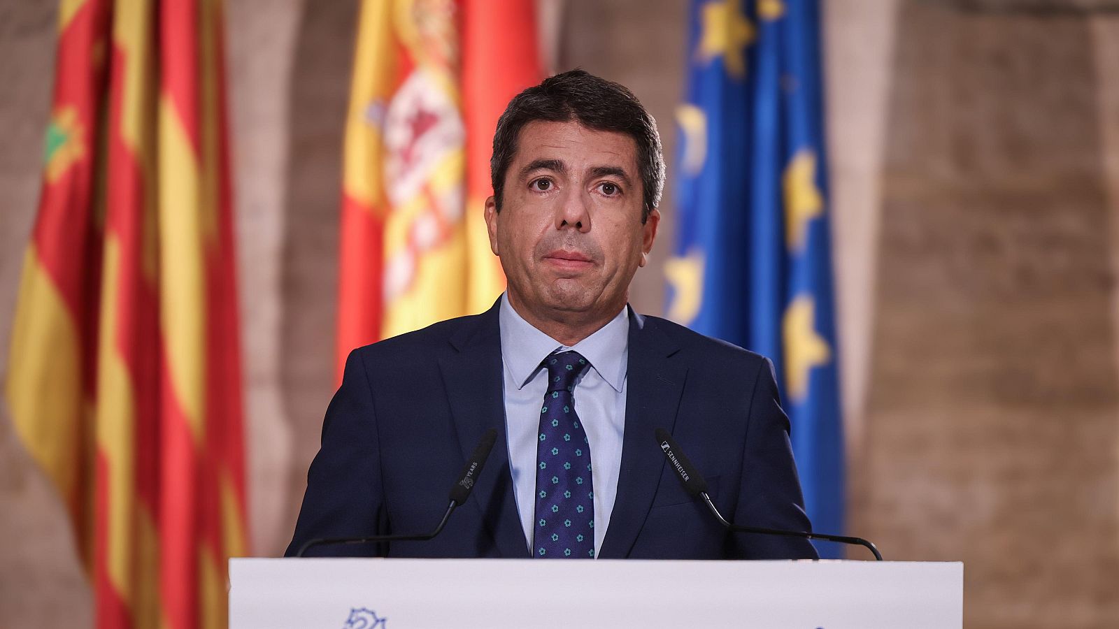 El 'president' Carlos Mazón pronuncia la declaración institucional