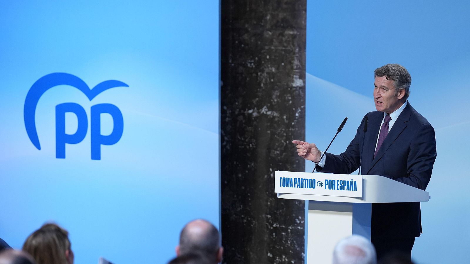 El president del Partit Popular, Alberto Núñez Feijóo, intervé durant una acte, a Palo Alto