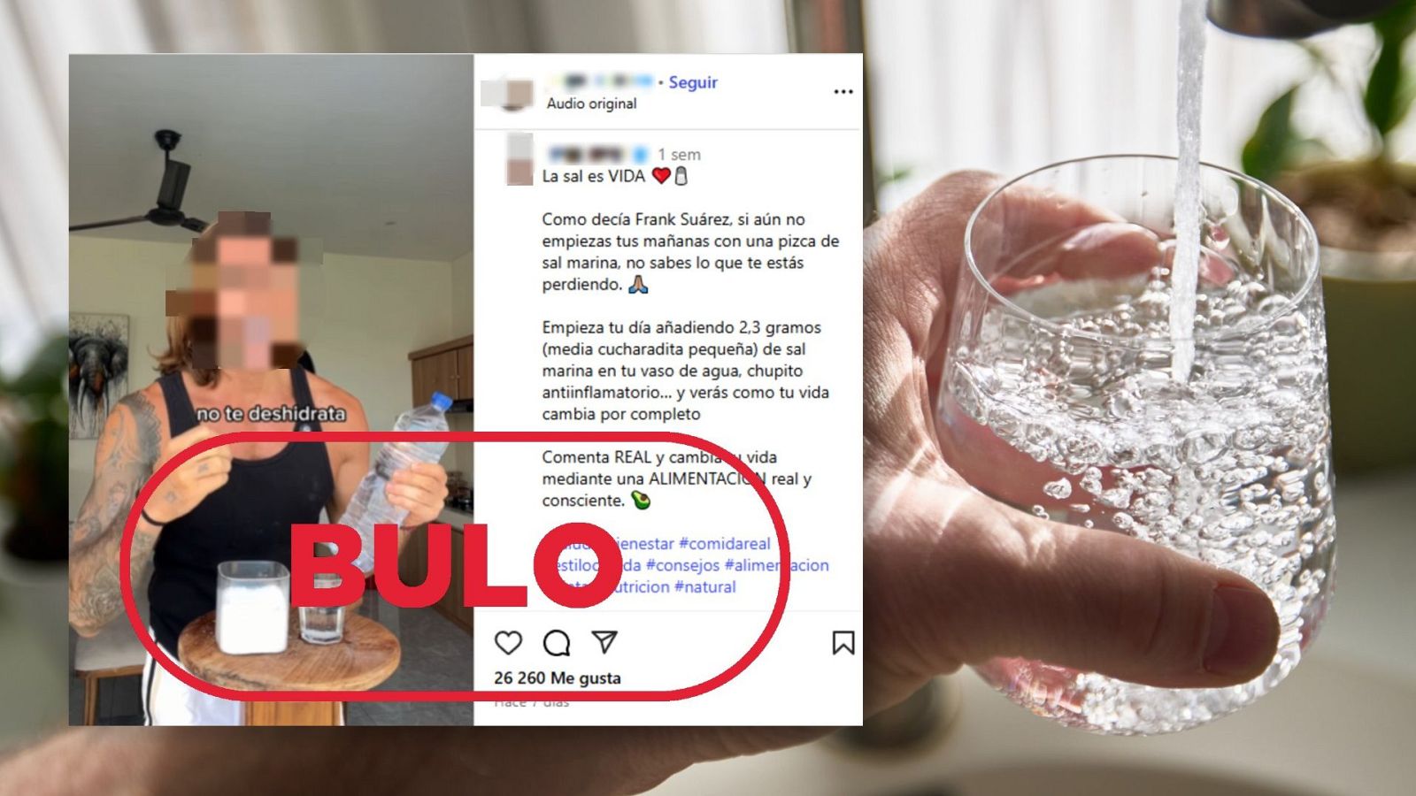 Beber vasos de agua salada no hidrata y es perjudicial para la salud
