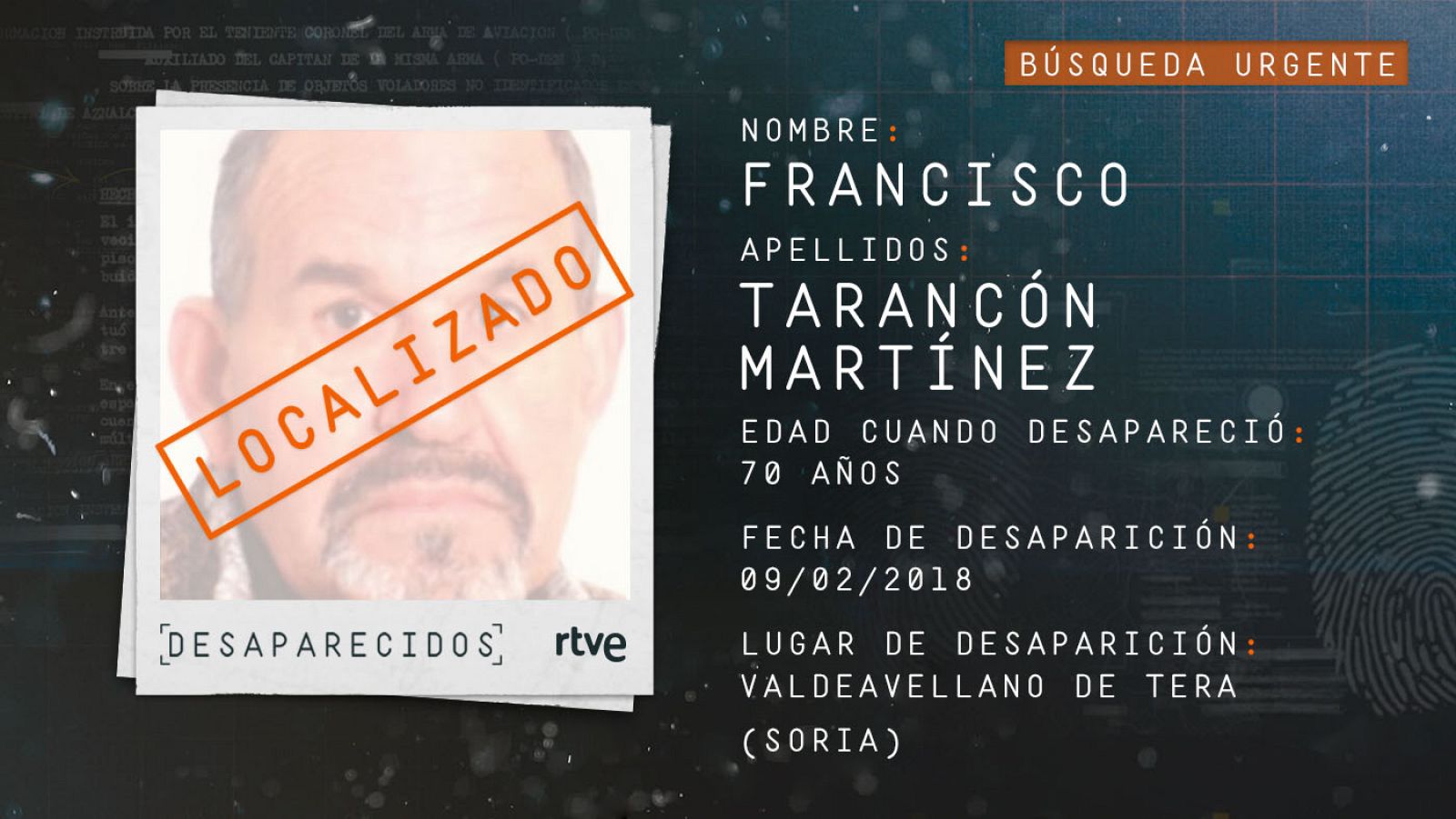 Francisco Tarancón Martínez, localizado