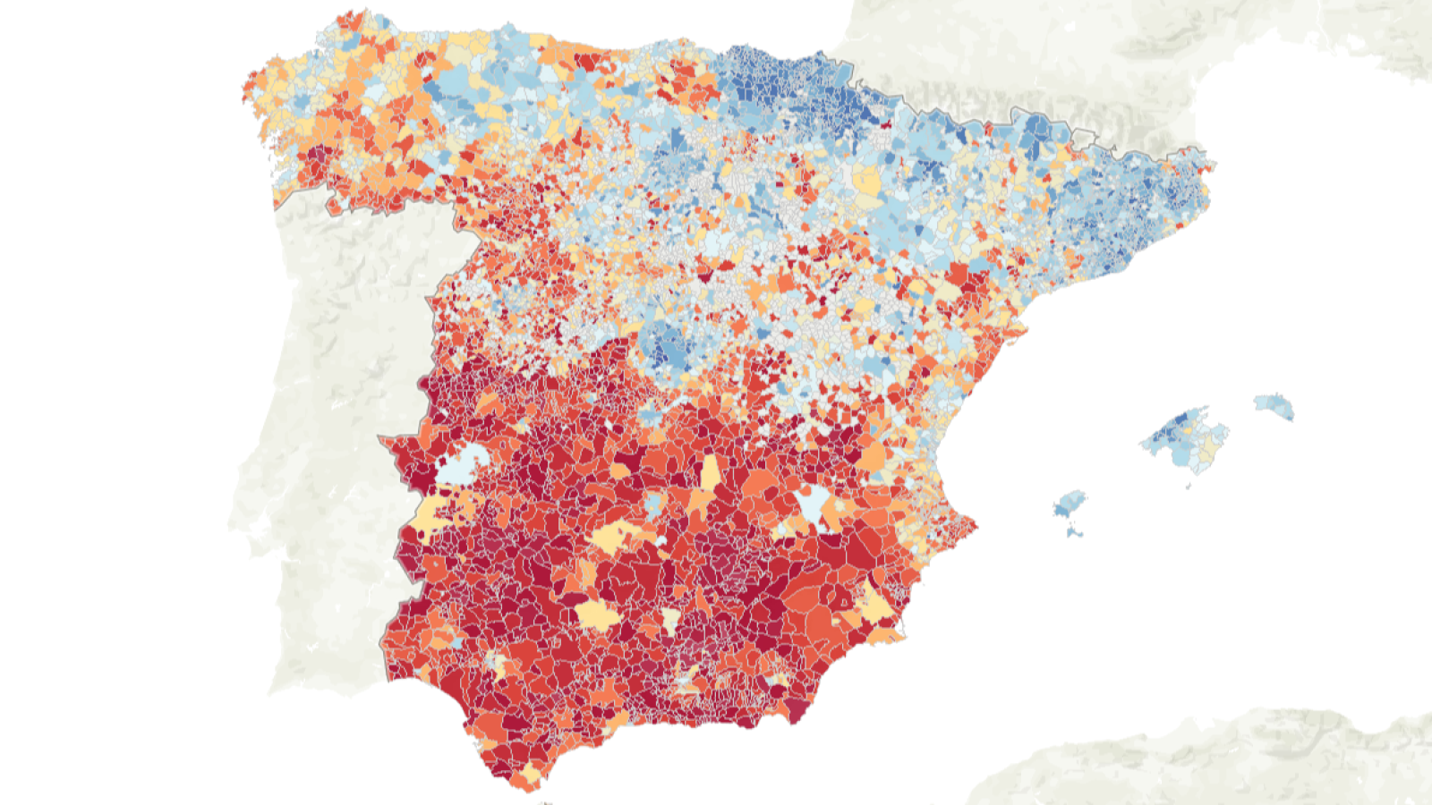 Mapa de la renta en España, con datos del INE