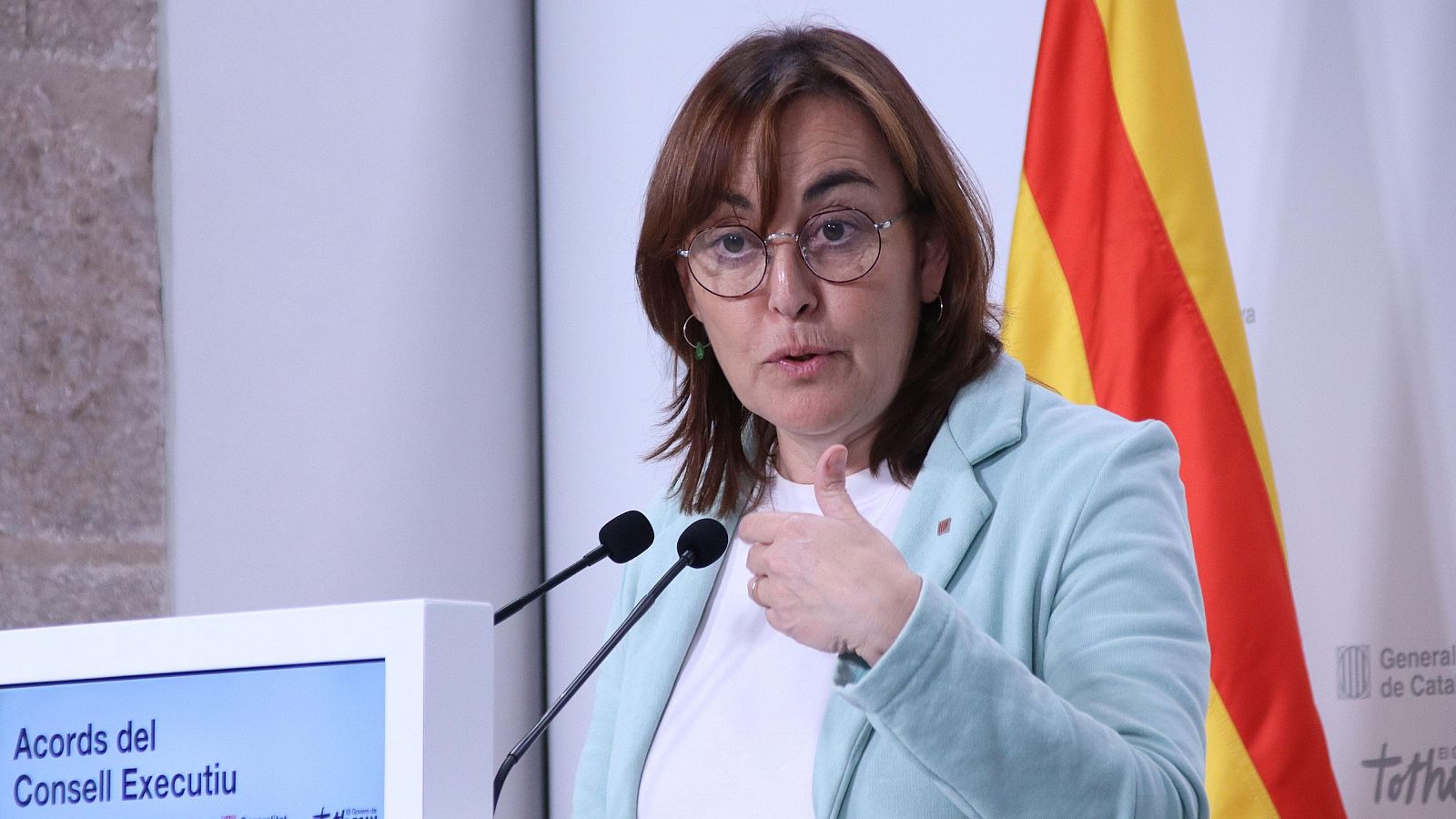 La portaveu del Govern, Sílvia Paneque, intervenint a la roda de premsa després de la reunió del Consell Executiu.