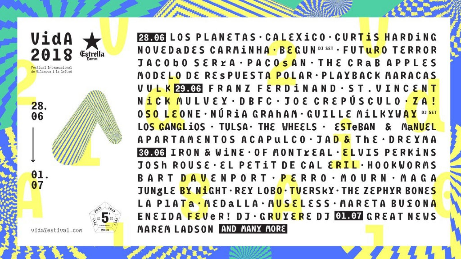 Cartel completo del festival Vida 2018