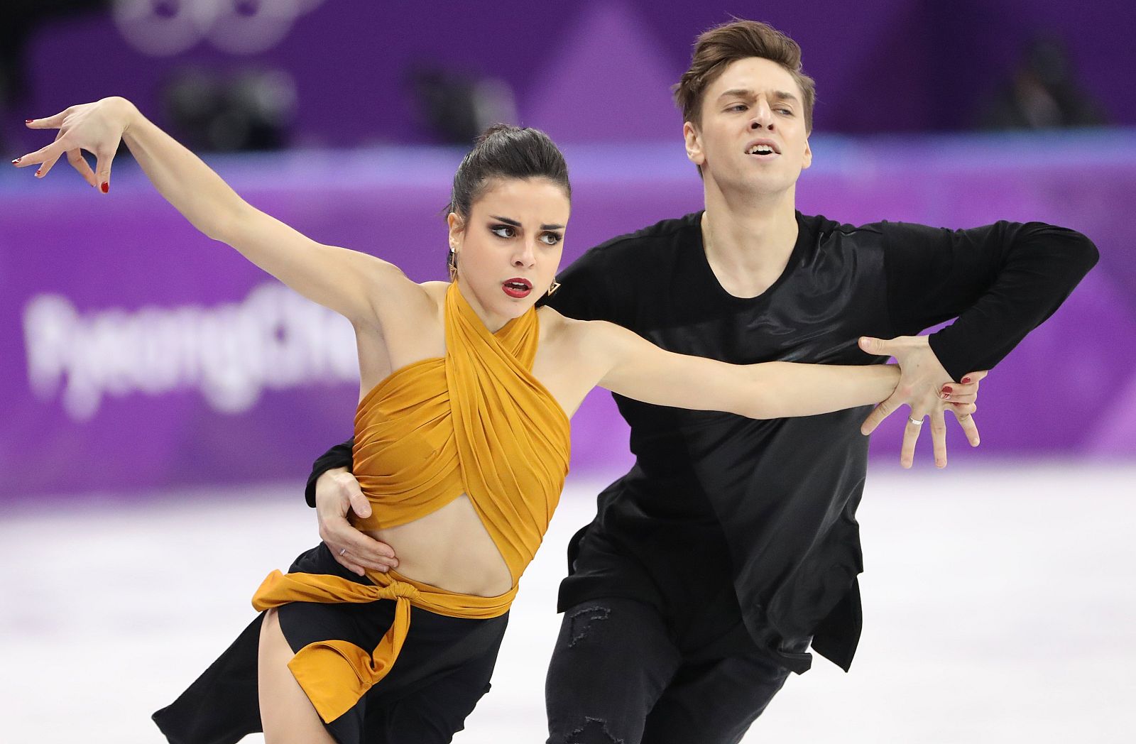 Sara Hurtado y Kirill Khaliavin, en acción durante el programa corto de Pyeongchang