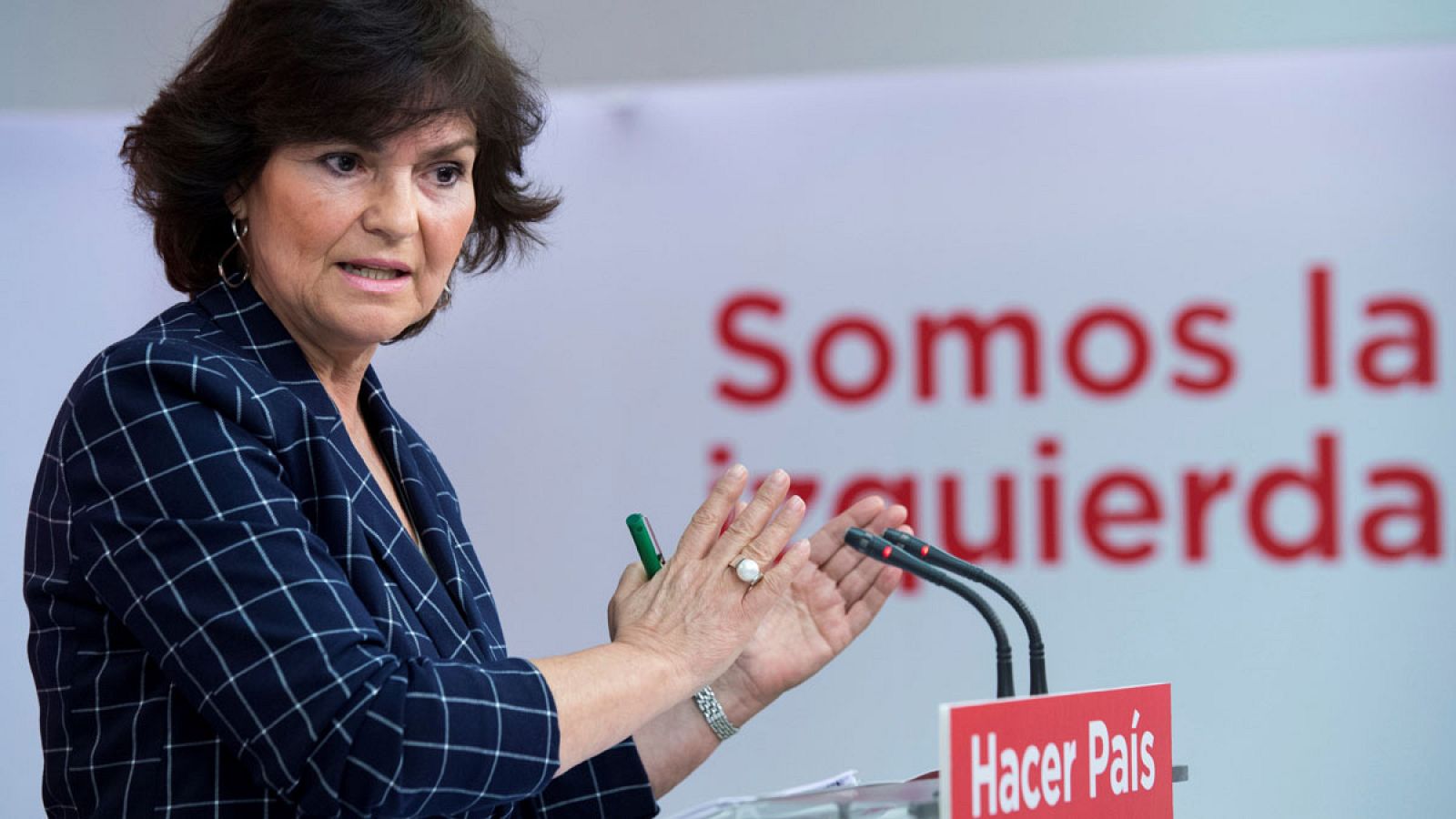 La secretaria de Igualdad del PSOE, Carmen Calvo