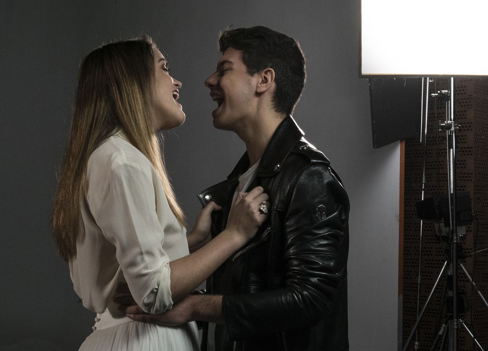 Amaia y Alfred durante la grabación del videoclip para Eurovisión