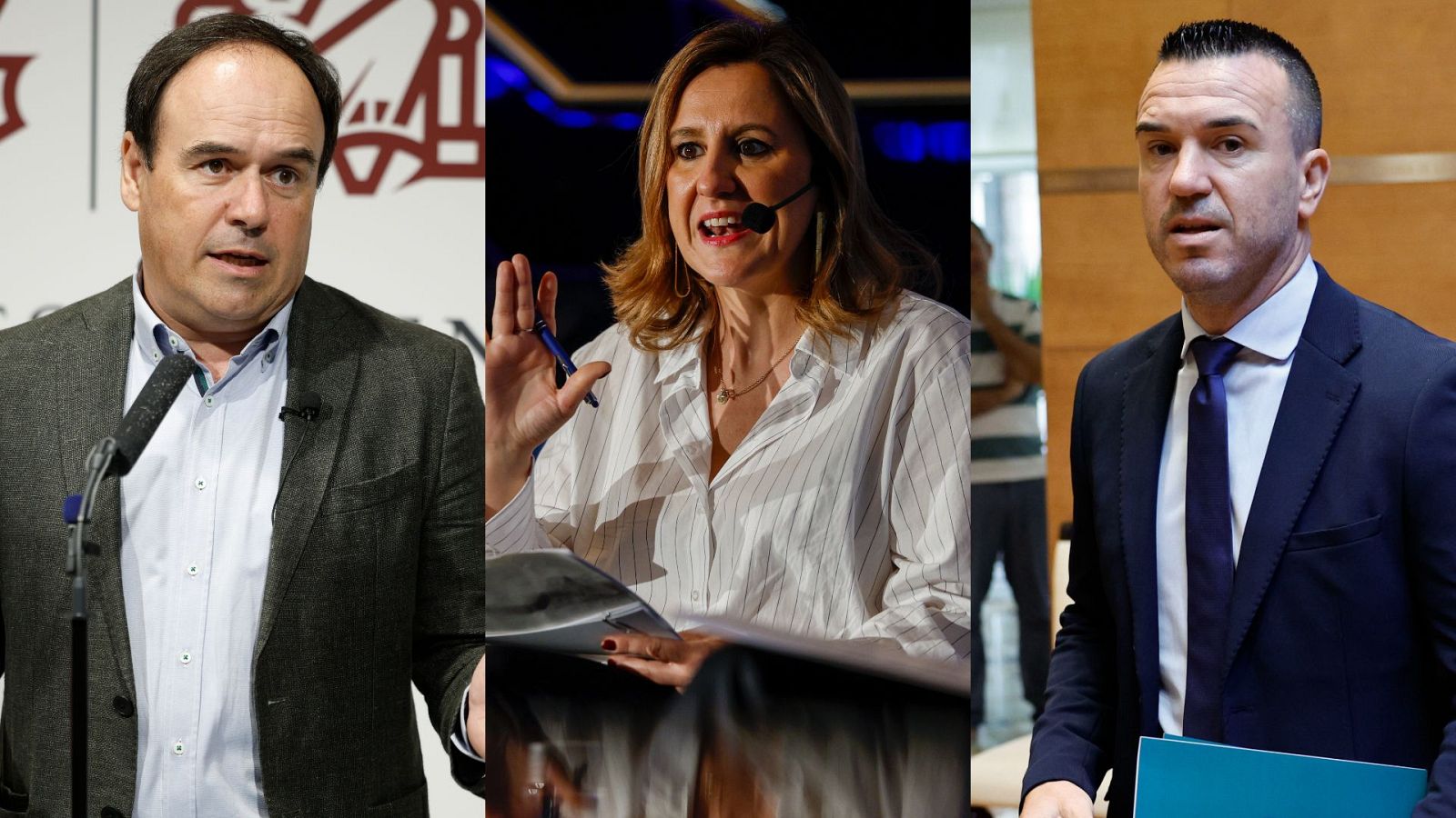 De izquierda a derecha: Juanfran Pérez Llorca, María José Catalá y Vicent Mompó, candidatos a sustituir a Mazón en el PP valenciano