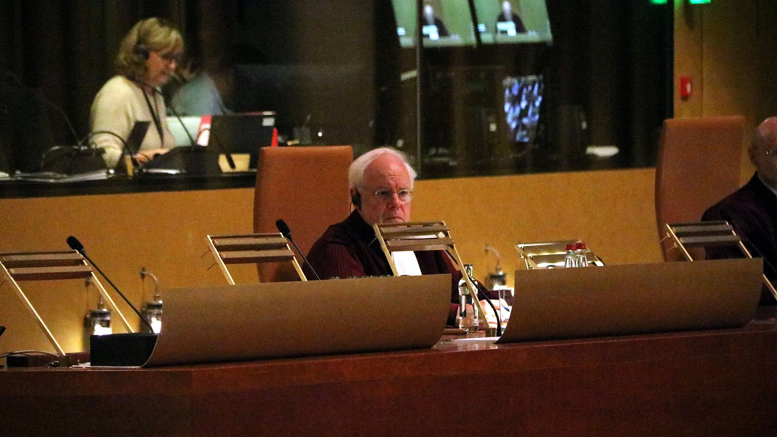 Advocat General Dean Spielmann en la sala Gran del Tribunal de Justícia de la UE (TJUE) a l'inici de la vista sobre les prejudicials del Tribunal de Comptes relativa a la llei d'amnistia.