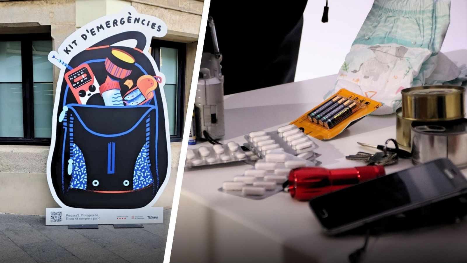 Alguns objectes bàsics del kit d'emergència