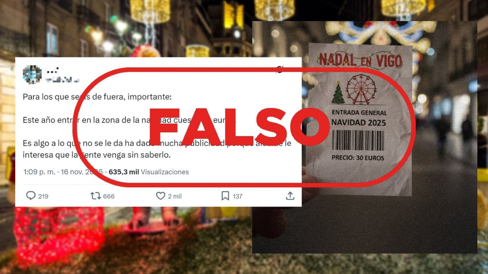 Vigo no cobra 30 euros por ver sus luces de Navidad, es falso