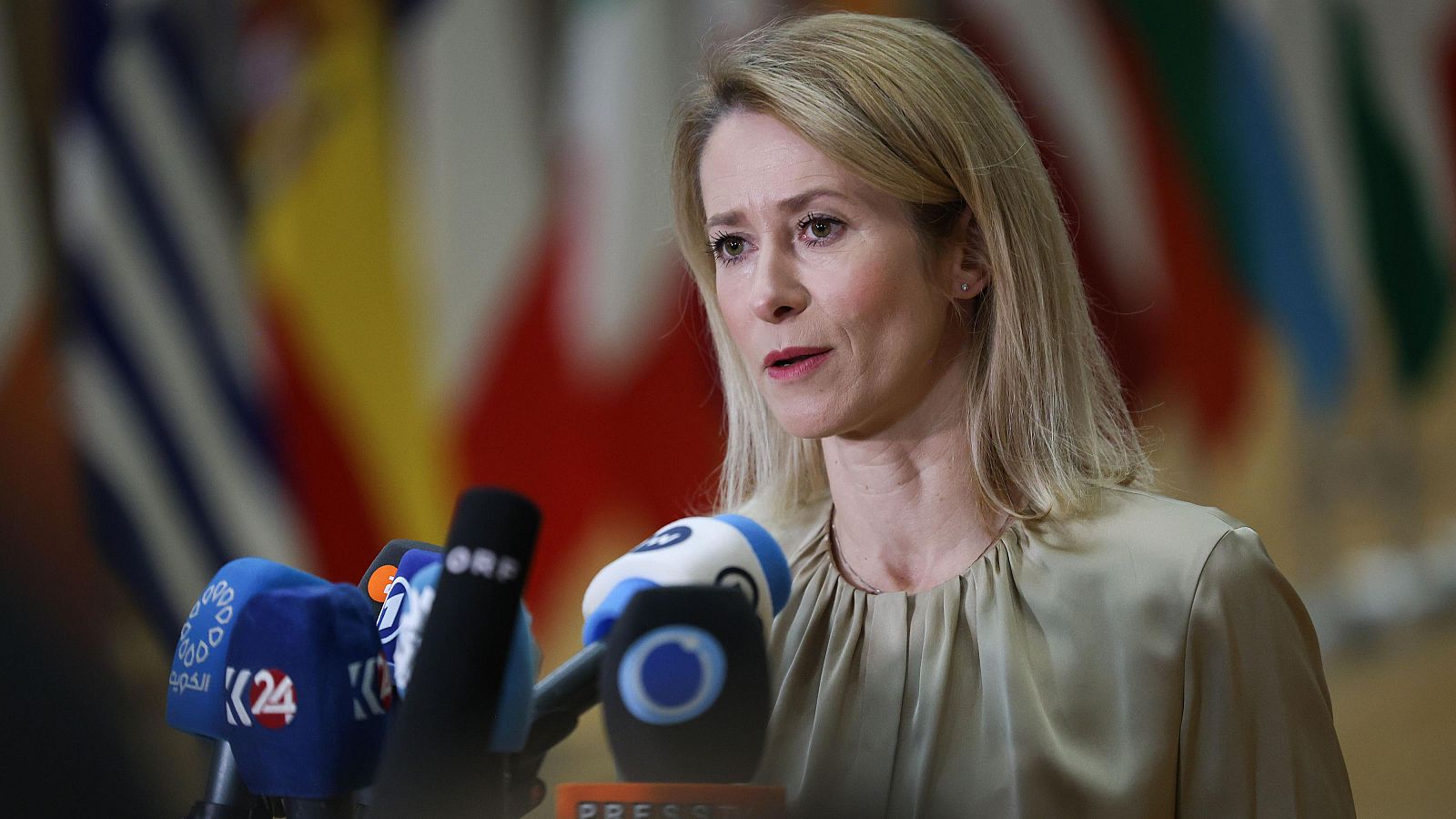 Kallas atiene a la prensa antes del Consejo Europeo