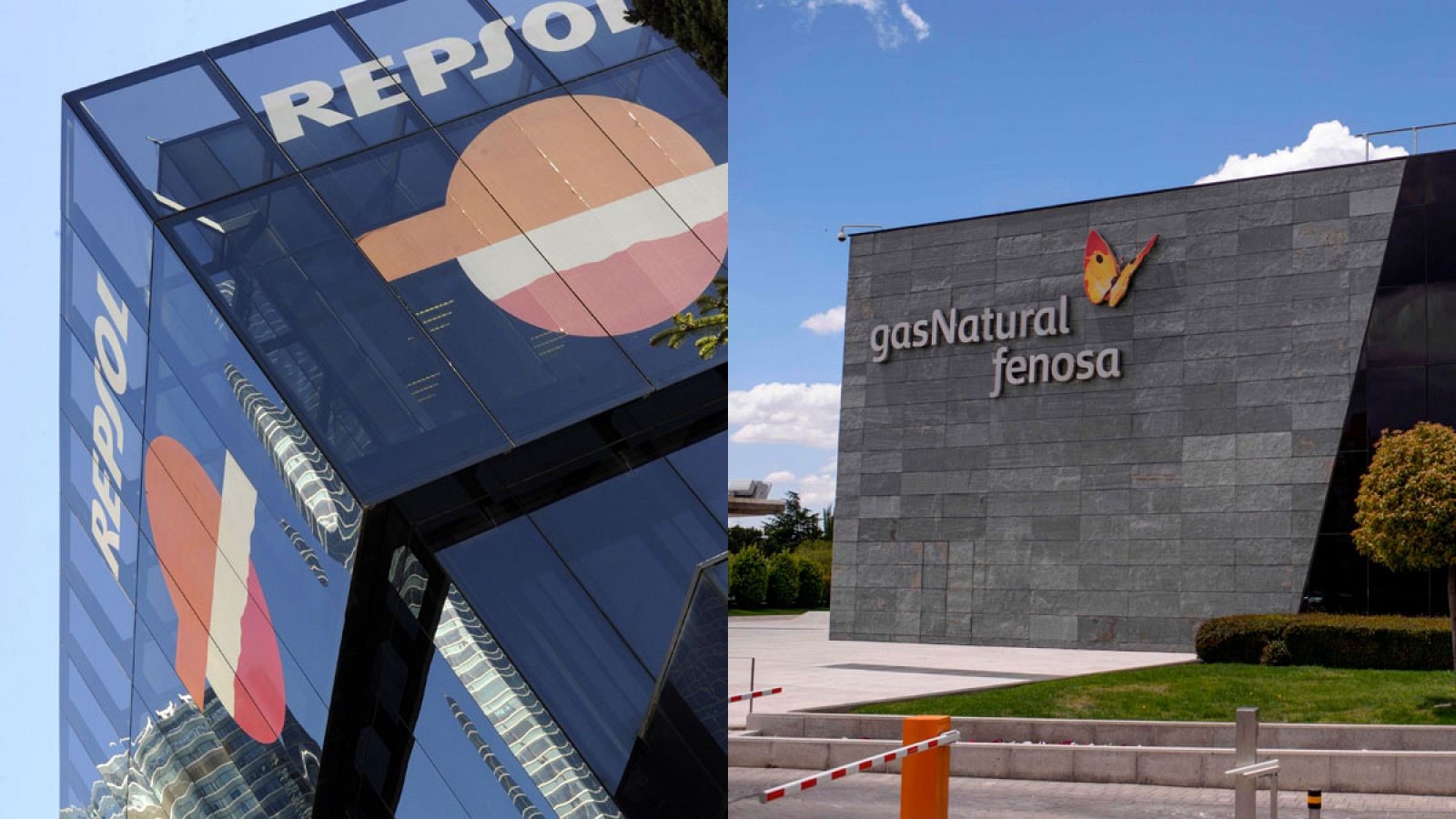 Exteriores de las sedes de Repsol y Gas Natural