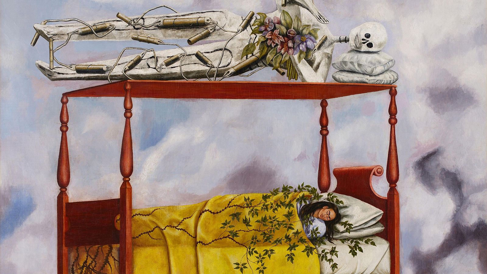 Autorretrato surrealista 'El Sueño (La cama)' de la pintora mexicana Frida Kahlo