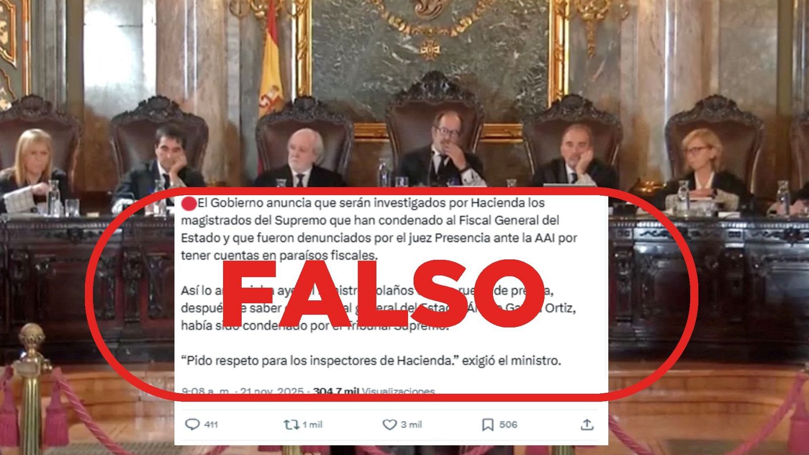 Hacienda no investiga a los jueces que han condenado al Fiscal General del Estado