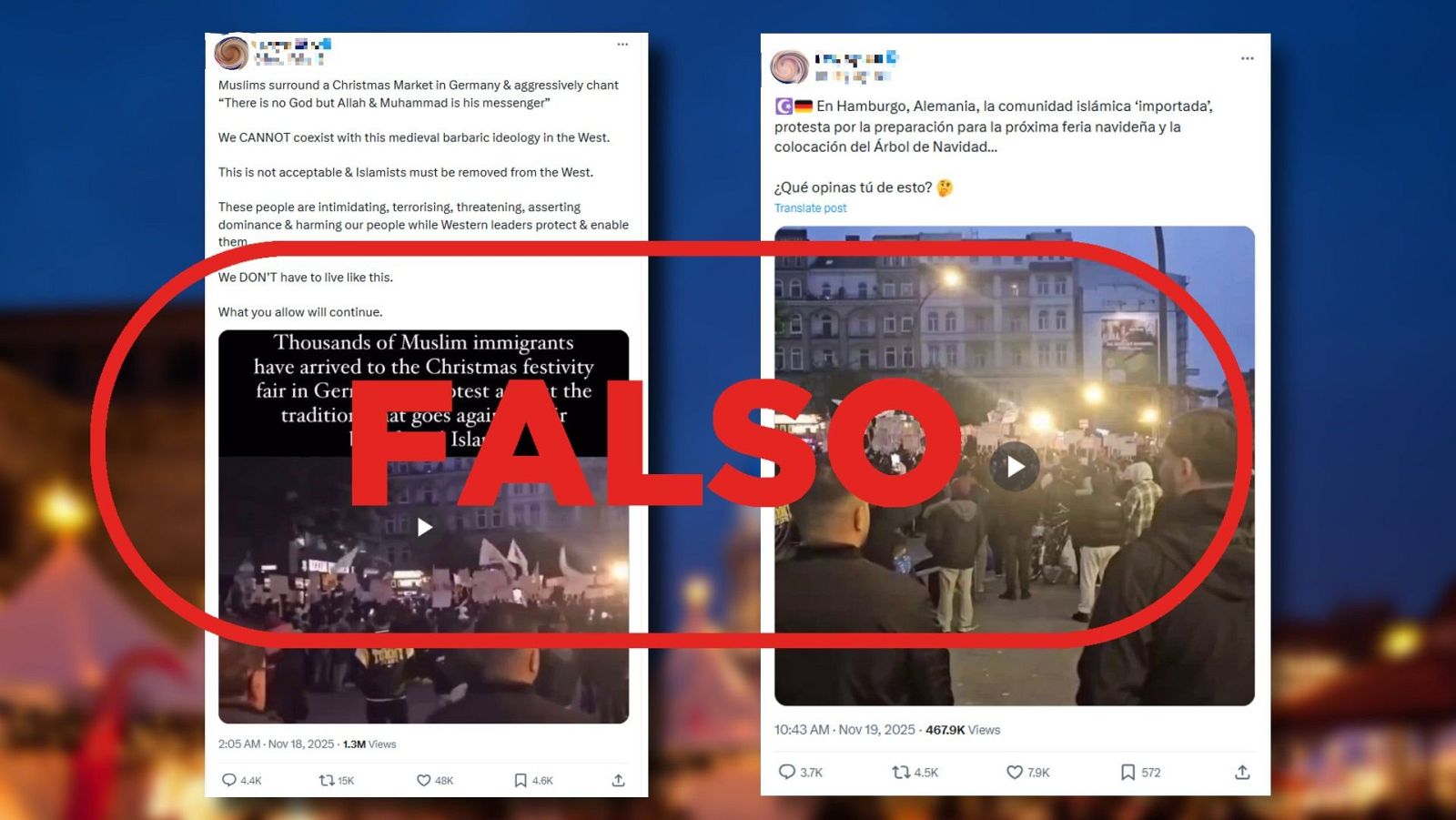 No son musulmanes protestando contra una feria navideña, es falso