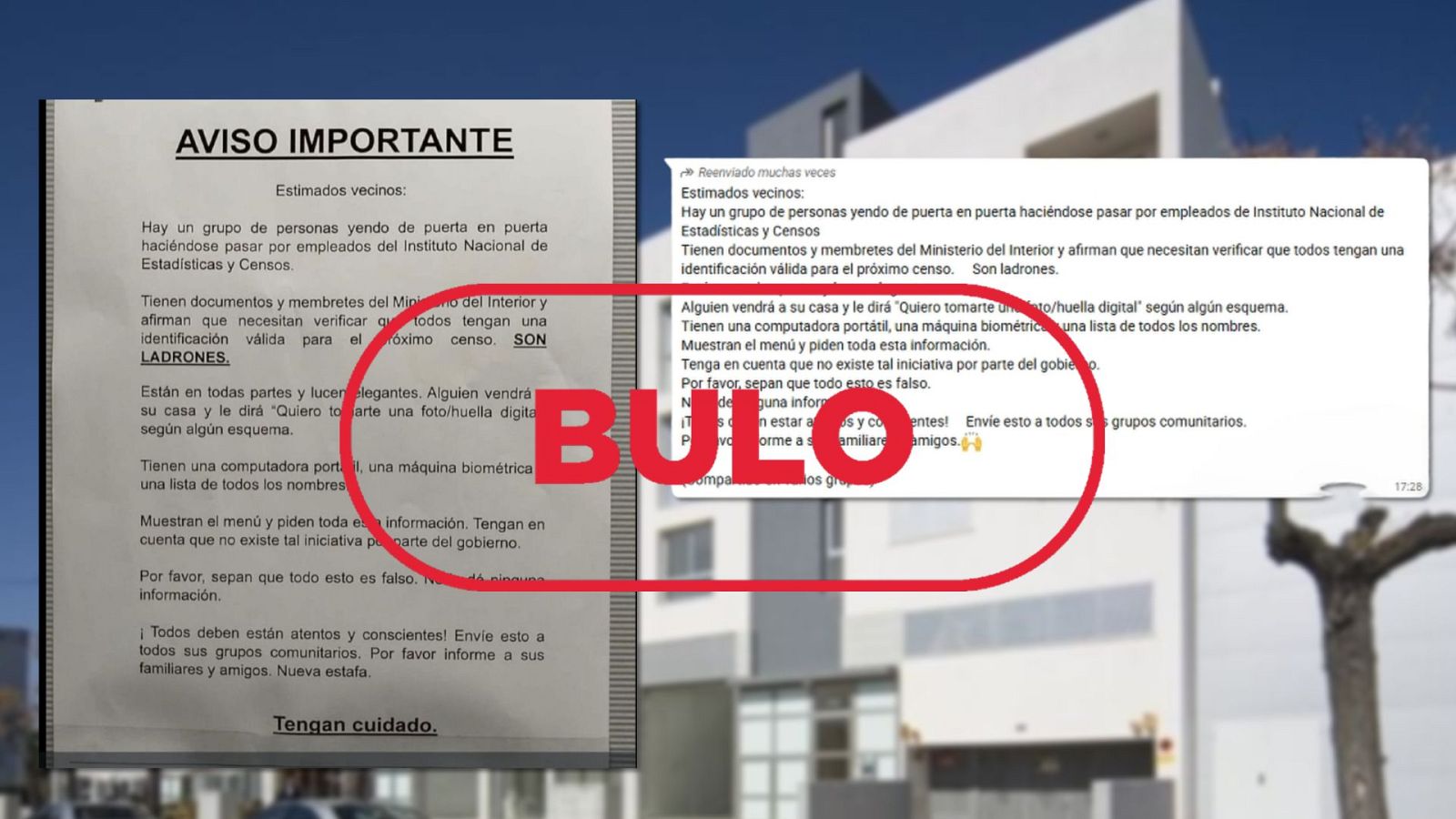 Este aviso de que están suplantando a empleados del INE para robar en domicilios es un bulo