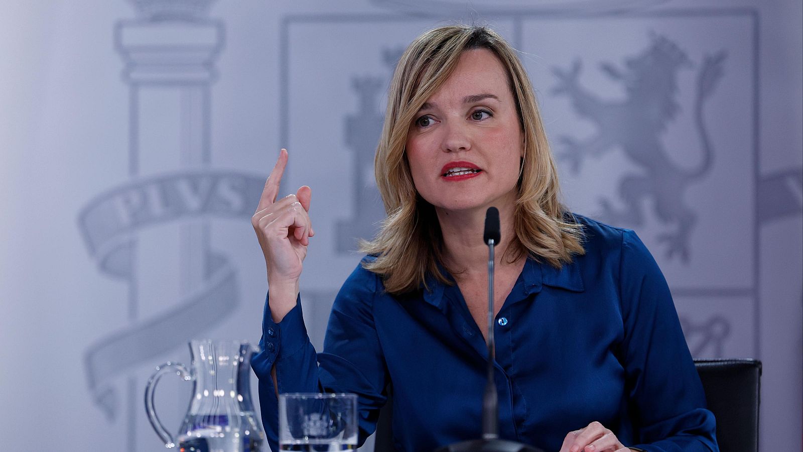 Pilar Alegría durante una rueda de prensa