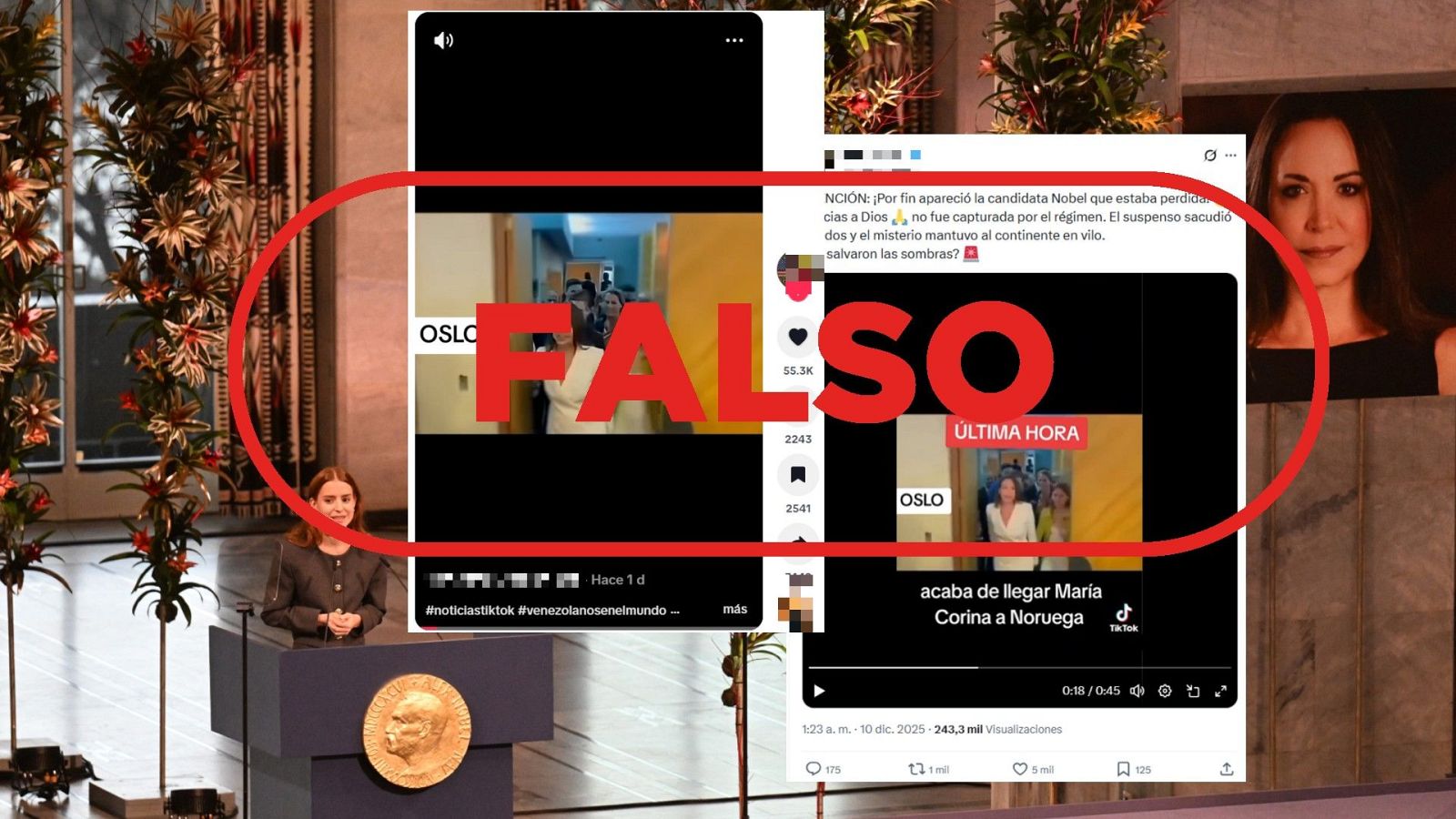 Este vídeo no muestra a María Corina Machado en Oslo para recoger el Premio Nobel de la Paz