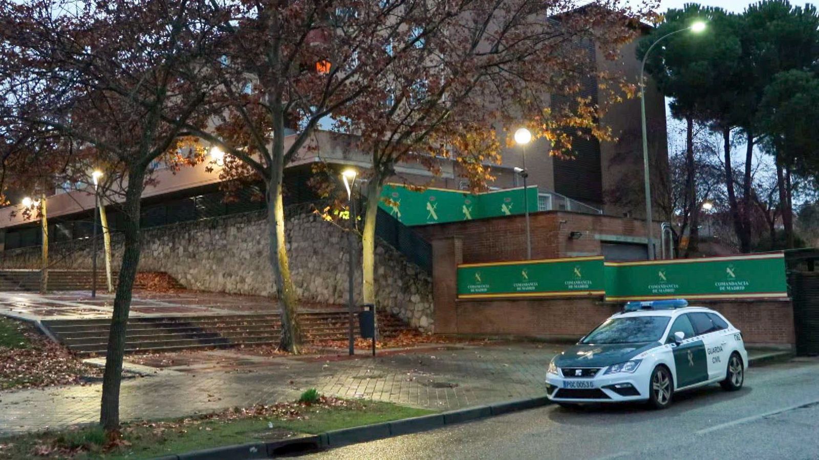 Vista de la Comandancia de la Guardia Civil en Tres Cantos (Madrid), donde se encuentran detenidos Leire Díez y Vicente Fernández