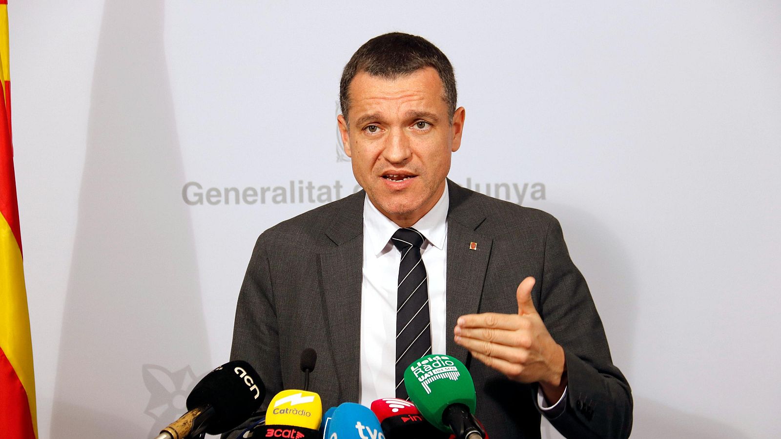 El conseller d'Agricultura, Òscar Ordeig, durant una intervenció als serveis territorials d'Agricultura de Lleida