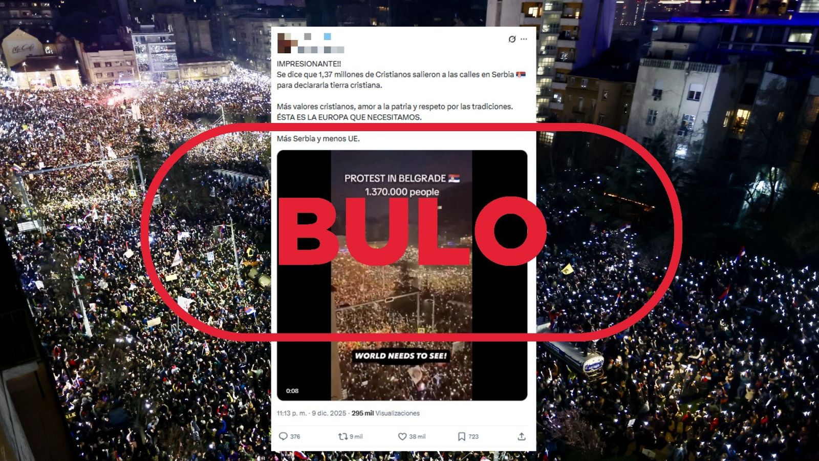 No es una manifestación por el cristianismo en Serbia, es un bulo