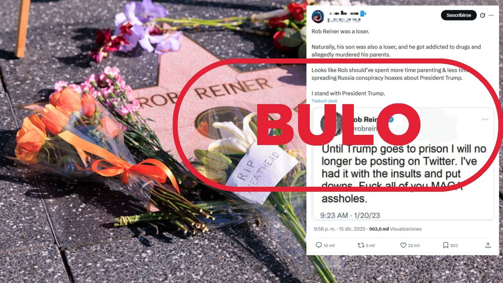 Este mensaje crítico con Donald Trump no lo escribió Rob Reiner, es un bulo