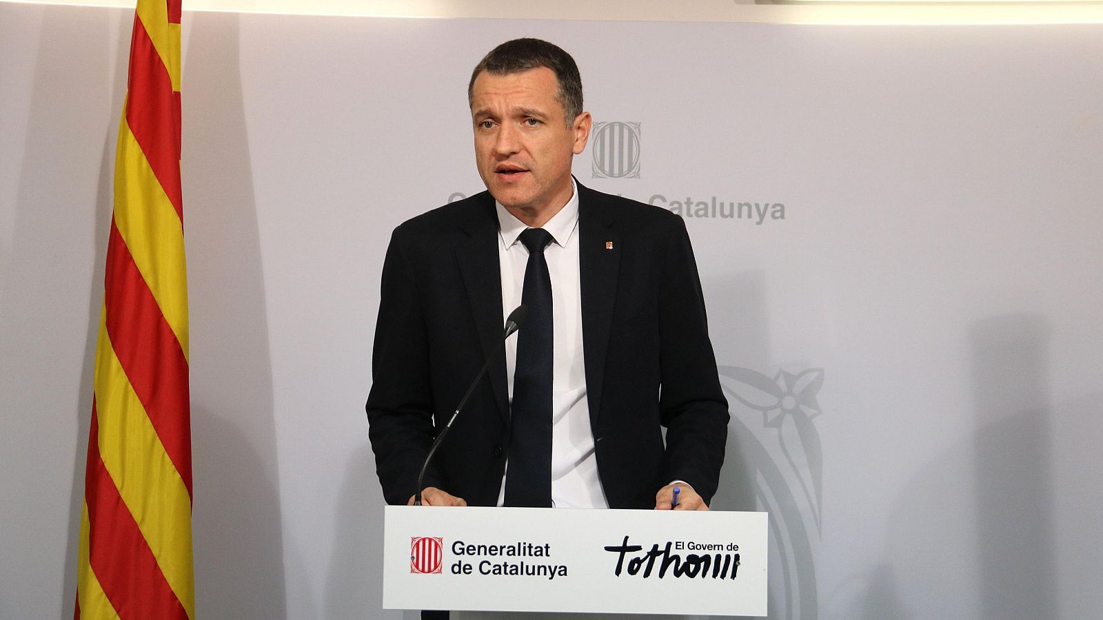 El conseller d'Agricultura, Òscar Ordeig, compareix davant la premsa a la seu del departament a Lleida