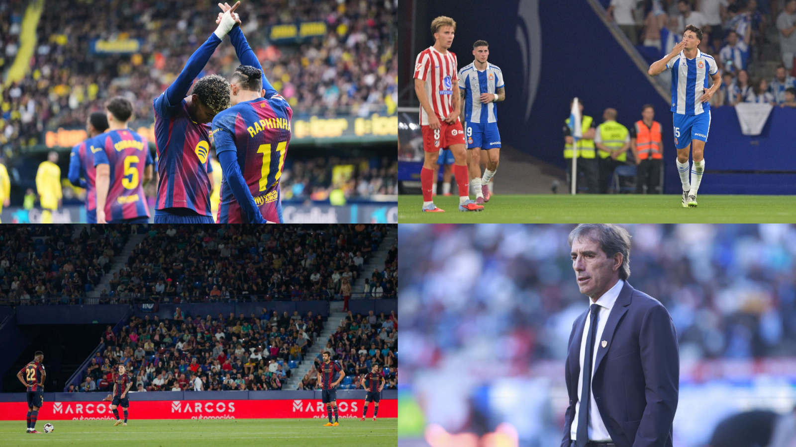 Barcelona y Espanyol, la cara positiva de lo que va de Liga; Levante y Real Oviedo, la cruz.