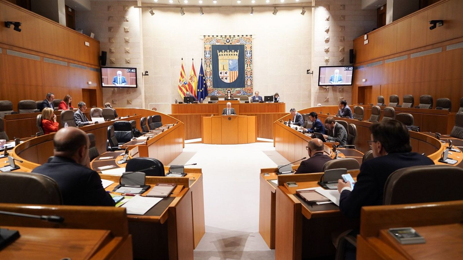 Celebración de un pleno en las Cortes de Aragón