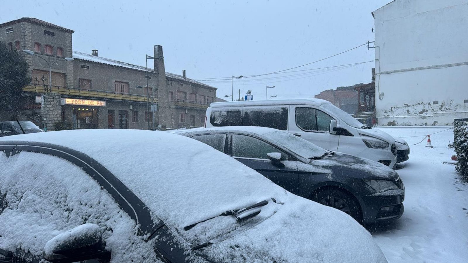 Nevada a primera hora del matí a La Panadella