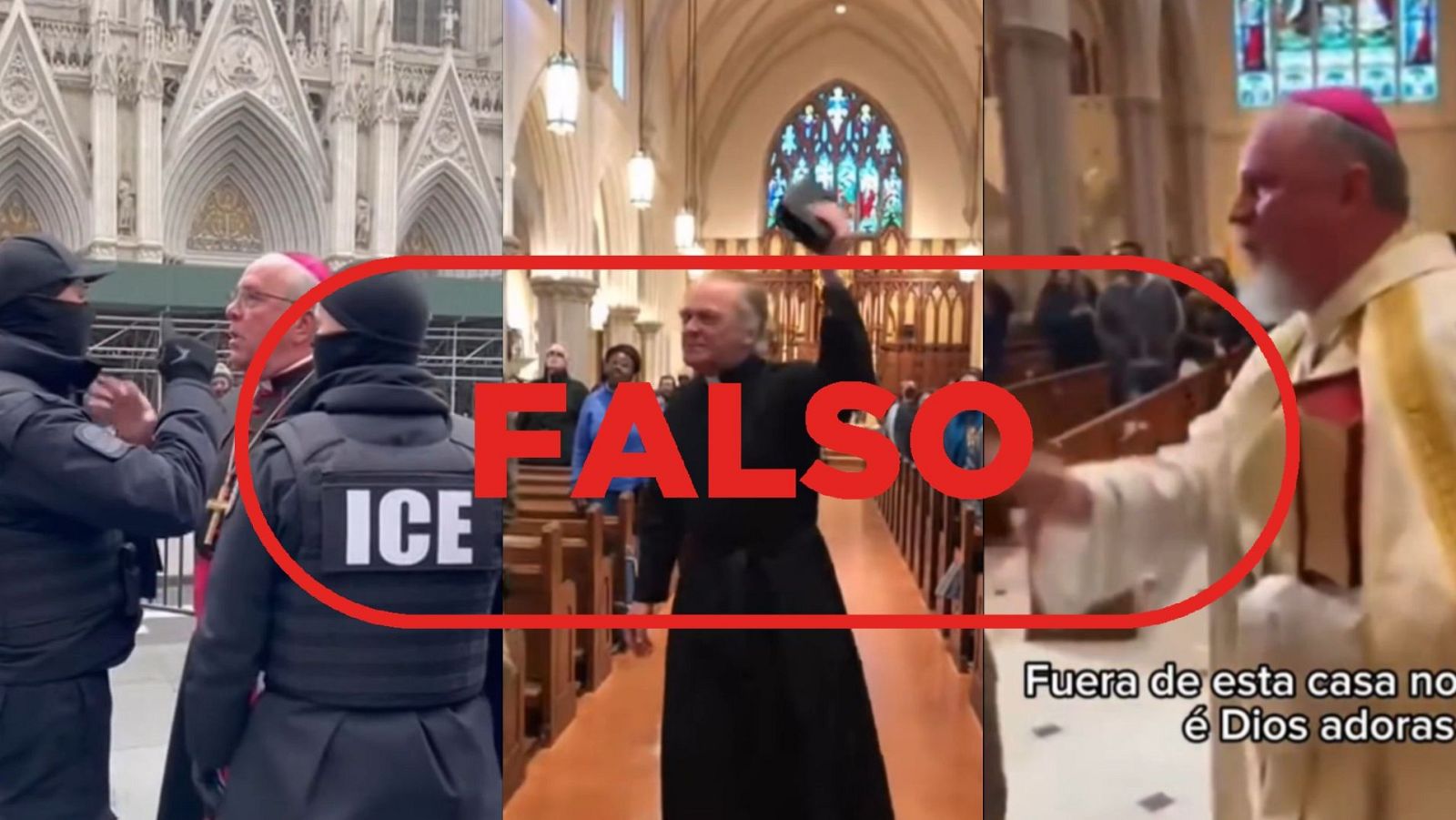 No son curas enfrentándose a agentes de inmigración, son vídeos falsos