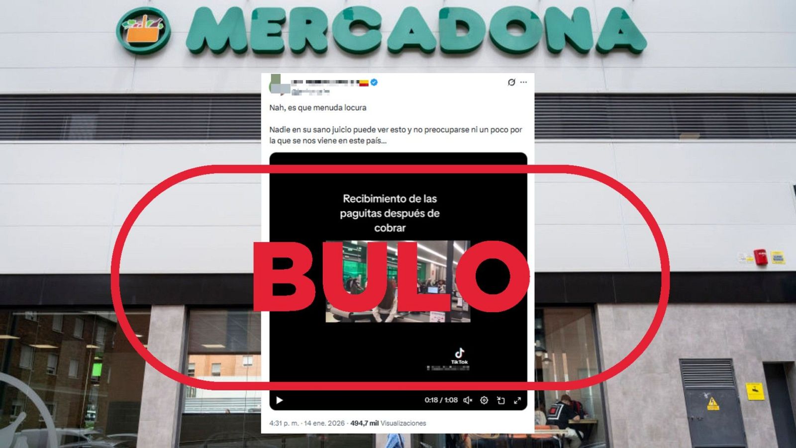 Este vídeo no es actual y no muestra a gente comprando tras recibir "las paguitas", es un bulo