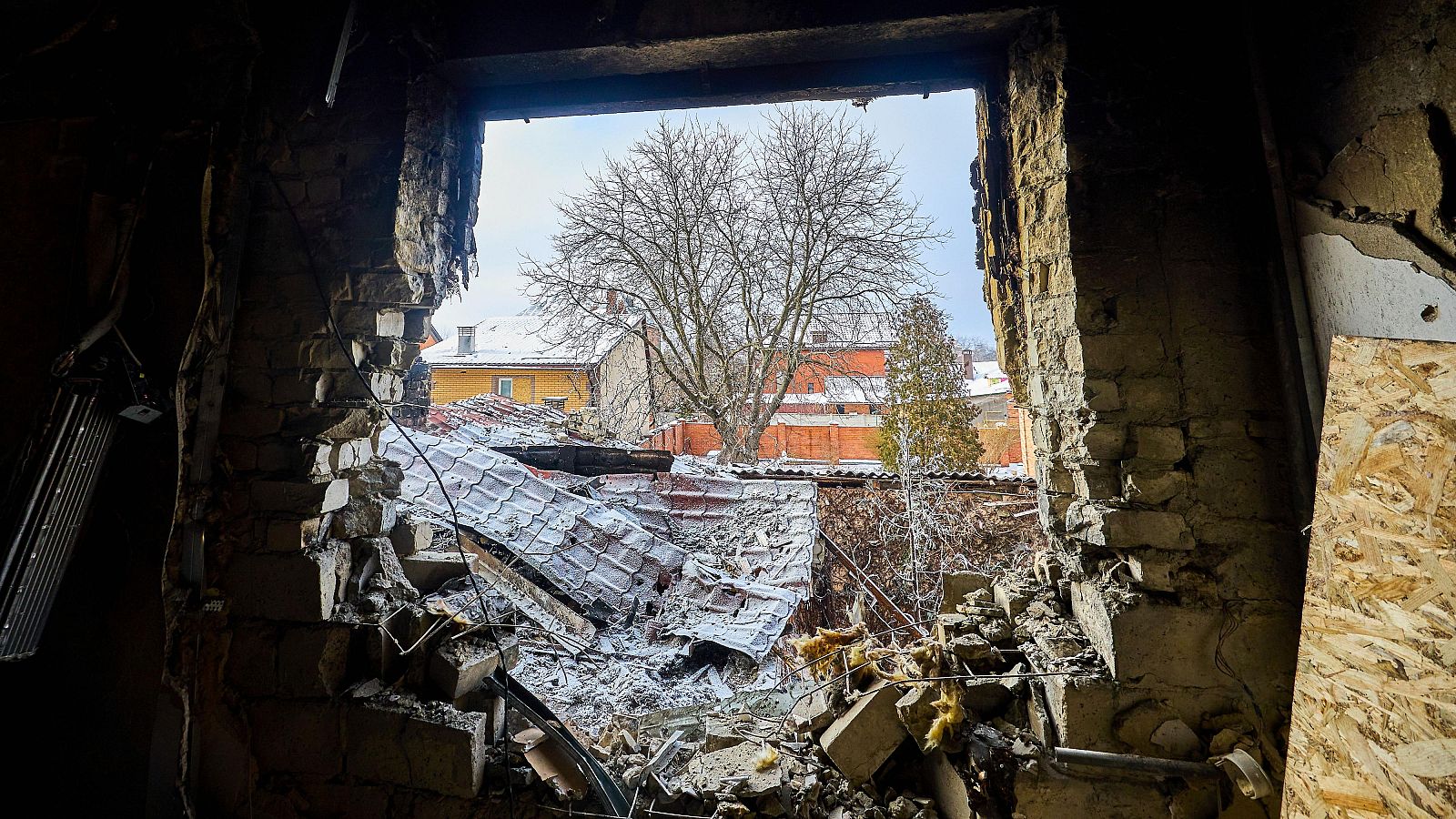Vivienda destruida en la ciudad de Járkov