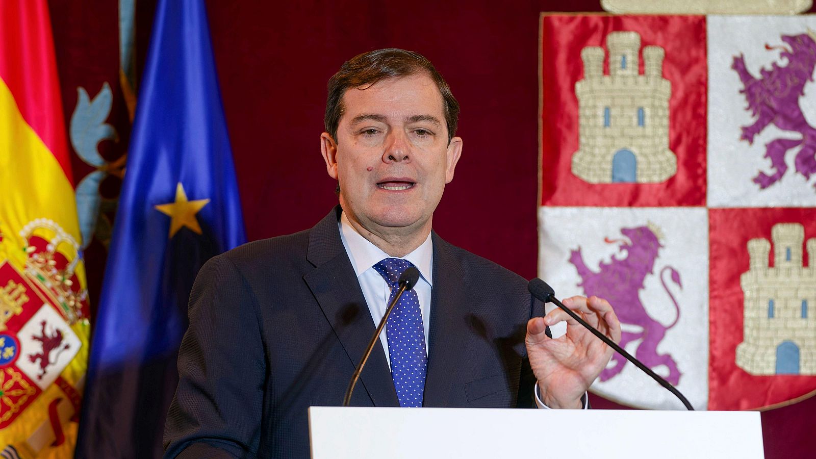 El presidente de la Junta de Castilla y León y candidato del PP a la reelección, Alfonso Fernández Mañueco, durante un acto reciente.