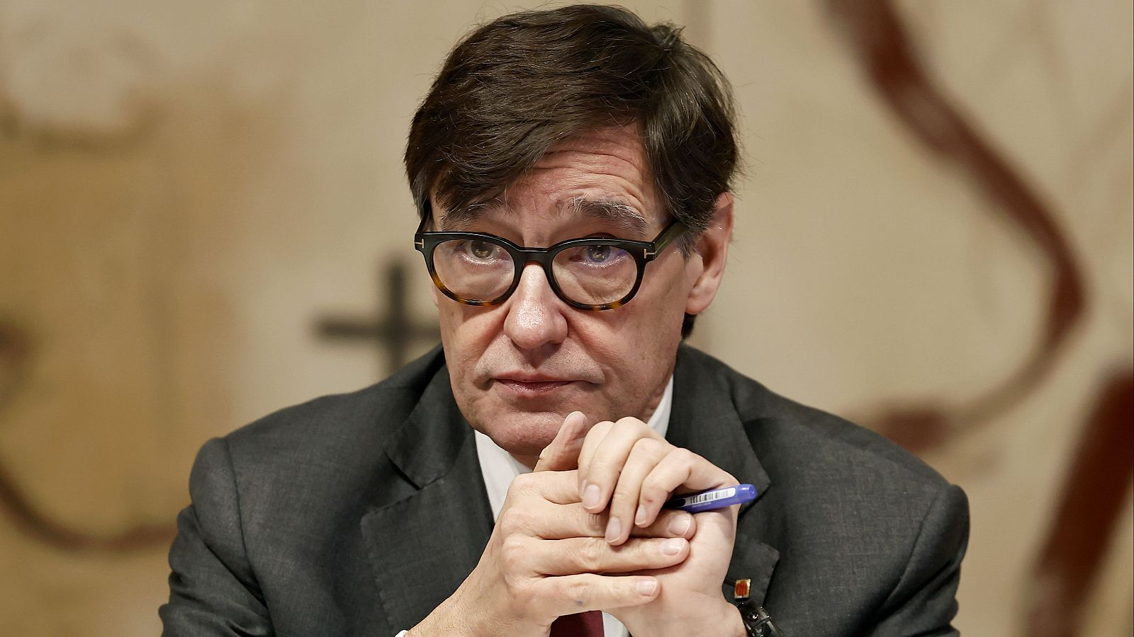 El presidente de la Generalitat, Salvador Illa, durante la reunión semanal del Govern