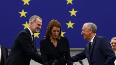 El rey, ante la Eurocámara en el 40 aniversario de España y Portugal en la UE: "Nuestra fuerza es la unidad"