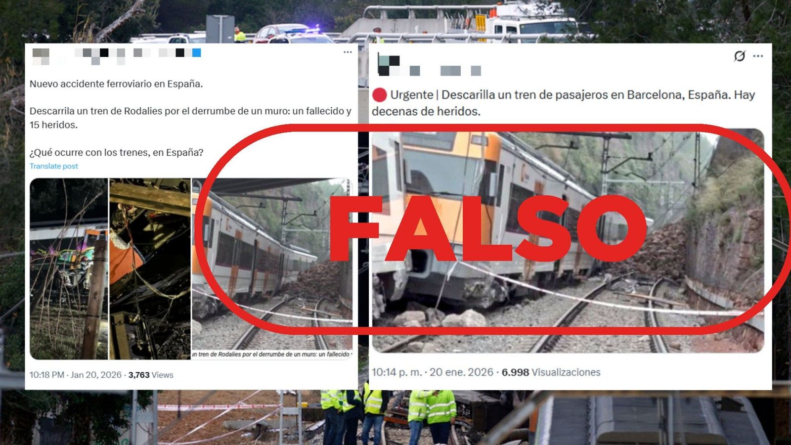 No es el tren de Rodalies accidentado en Gelida, es falso