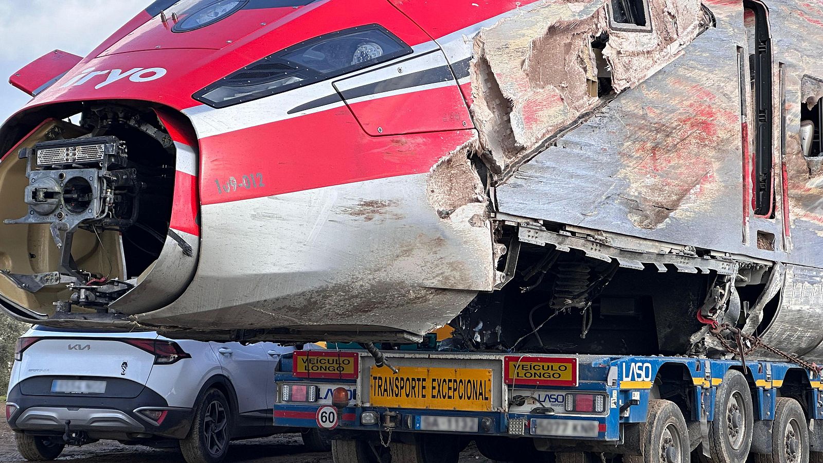 Uno de los vagones del Iryo accidentado en Adamuz