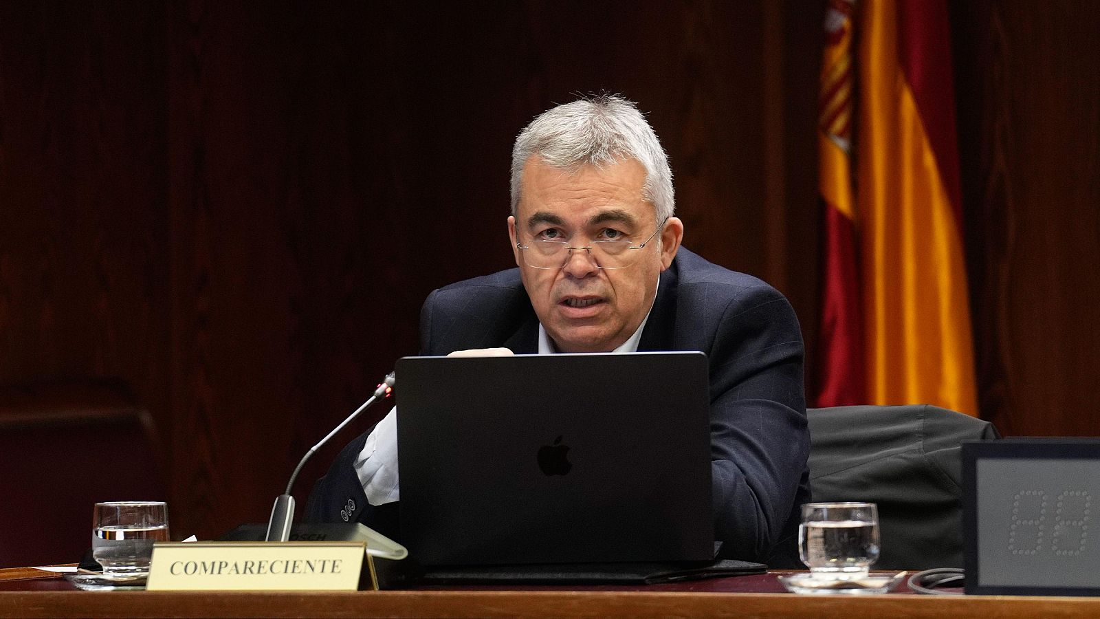 El exsecretario de Organización del PSOEa Santos Cerdán en su comparecencia en la comisión del caso Koldo