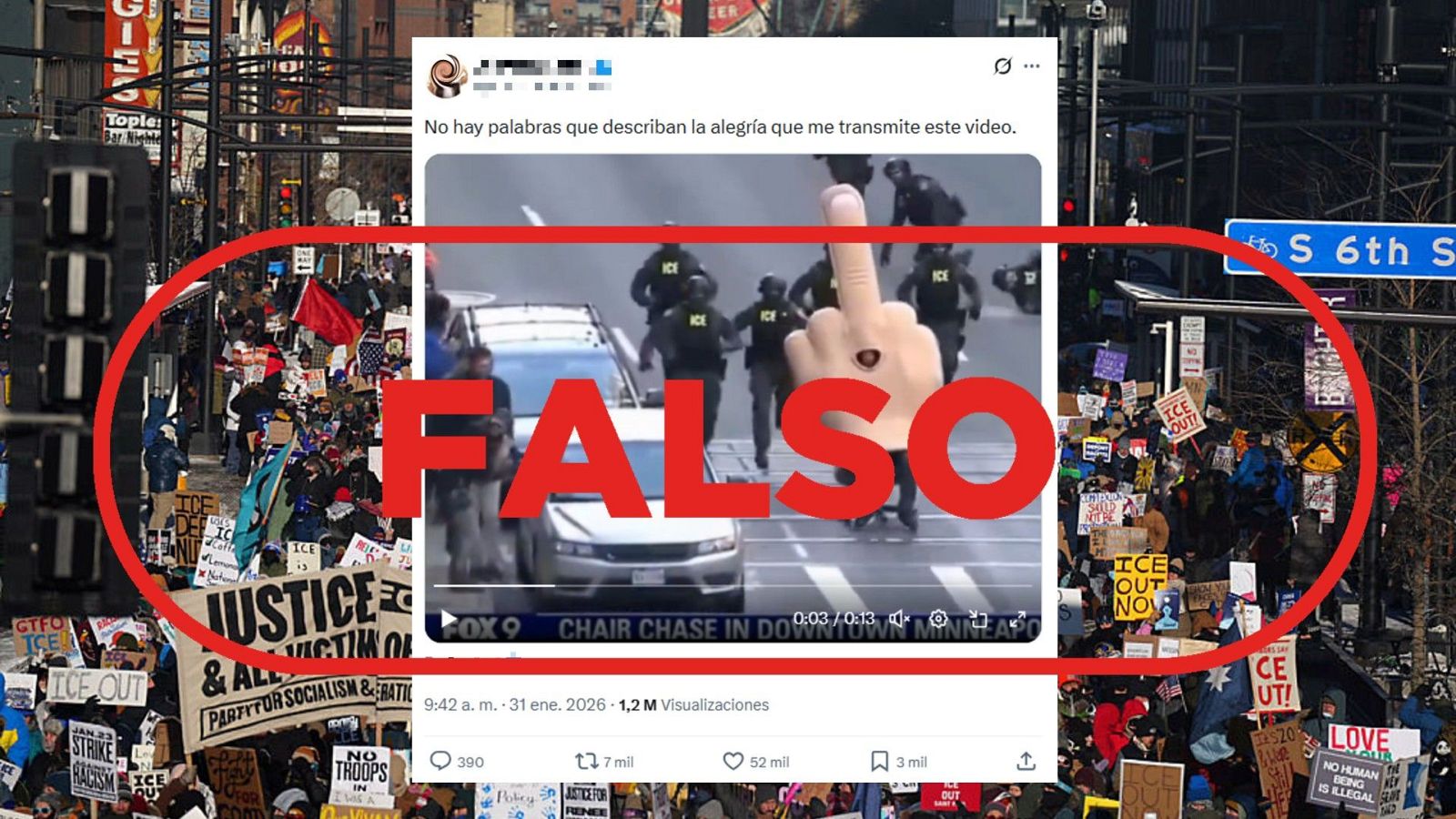 Este vídeo de agentes del ICE tras una persona disfrazada de mano está creado con IA