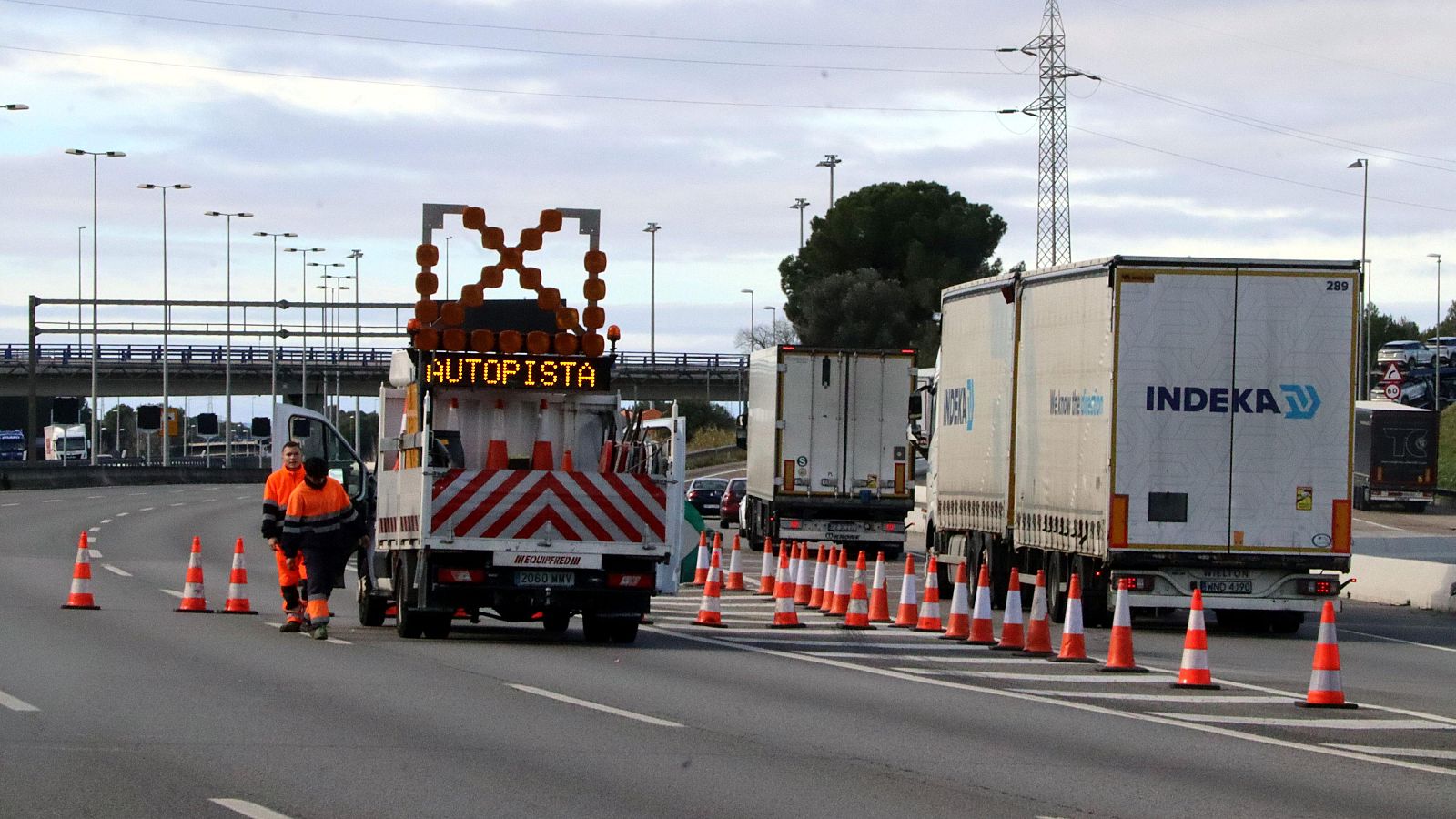 Punt de tall de l'AP-7 en sentit sud a l'altura de Martorell
