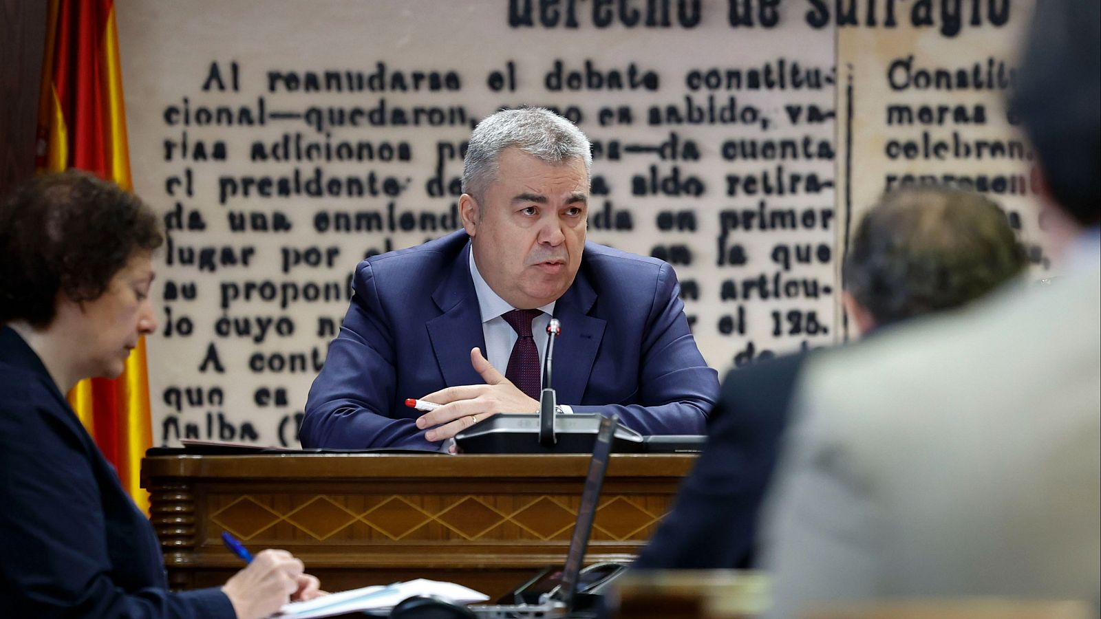 El diputado y secretario de organización del PSOE, Santos Cerdán, en la comisión de investigación del caso Koldo en el Senado