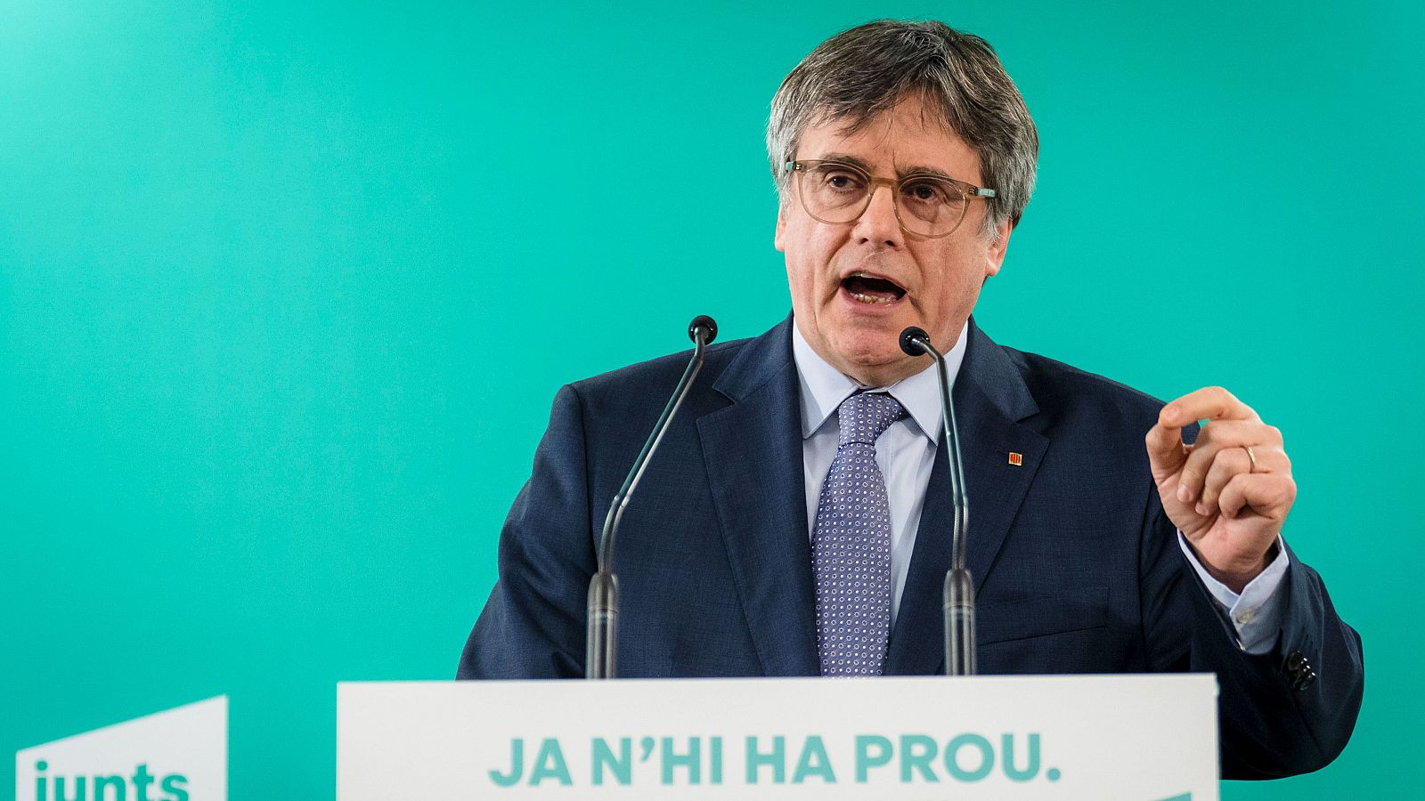 El expresidente de la Generalitat Carles Puigdemont, durante una rueda de prensa.