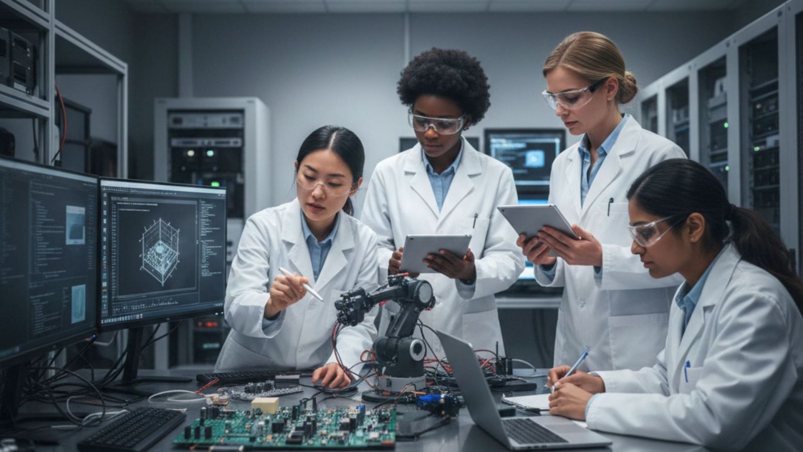 Científiques treballant a una laboratori