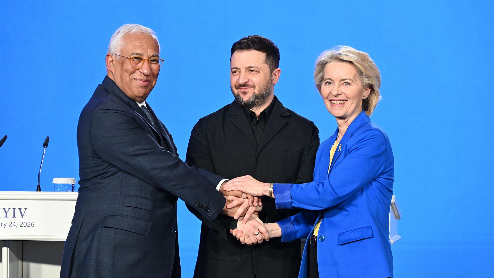 Los líderes europeos arropan a Zelenski en el cuarto aniversario de la guerra en Ucrania