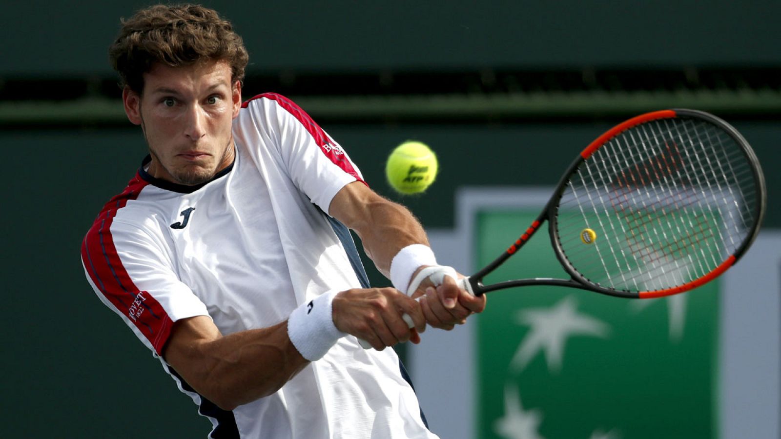Pablo Carreño, durante un lance del encuentro ante Medvedev