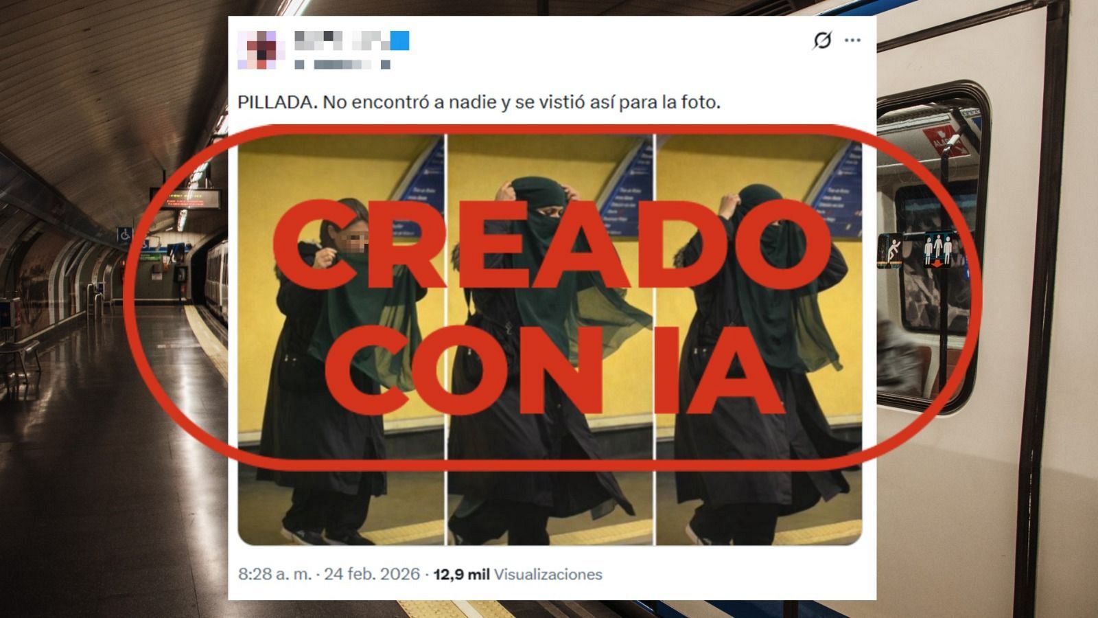 No es una periodista disfrazándose con niqab en el metro, es IA