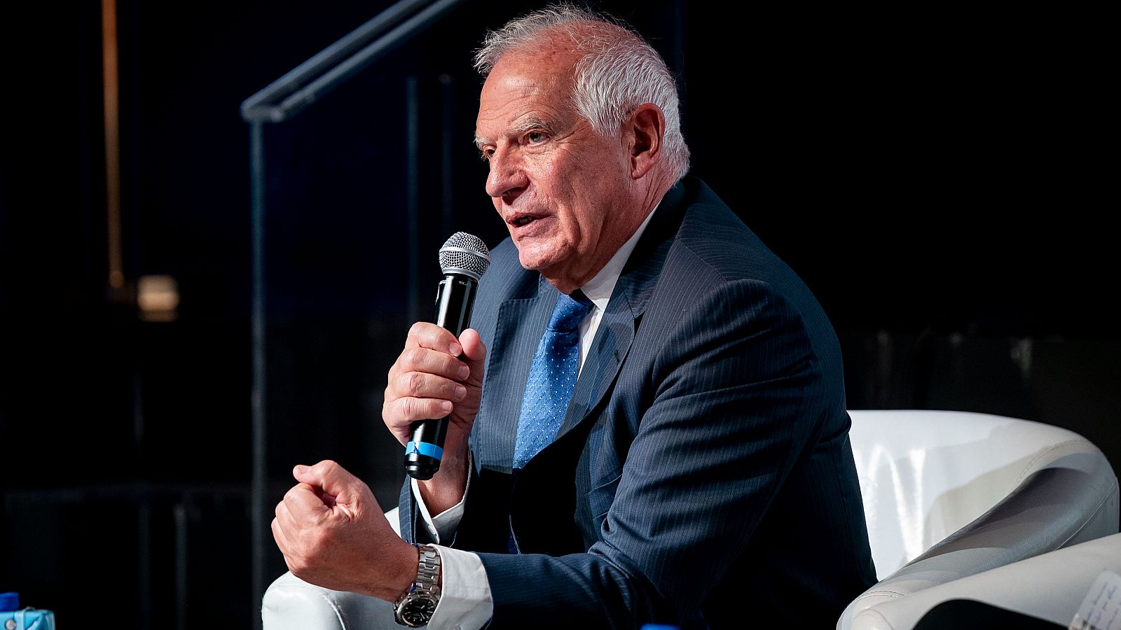 El exministro y alto representante de la UE para Asuntos Exteriores, Josep Borrell, interviene durante un acto celebrao en Casa América, el 24 de febrero de 2026.