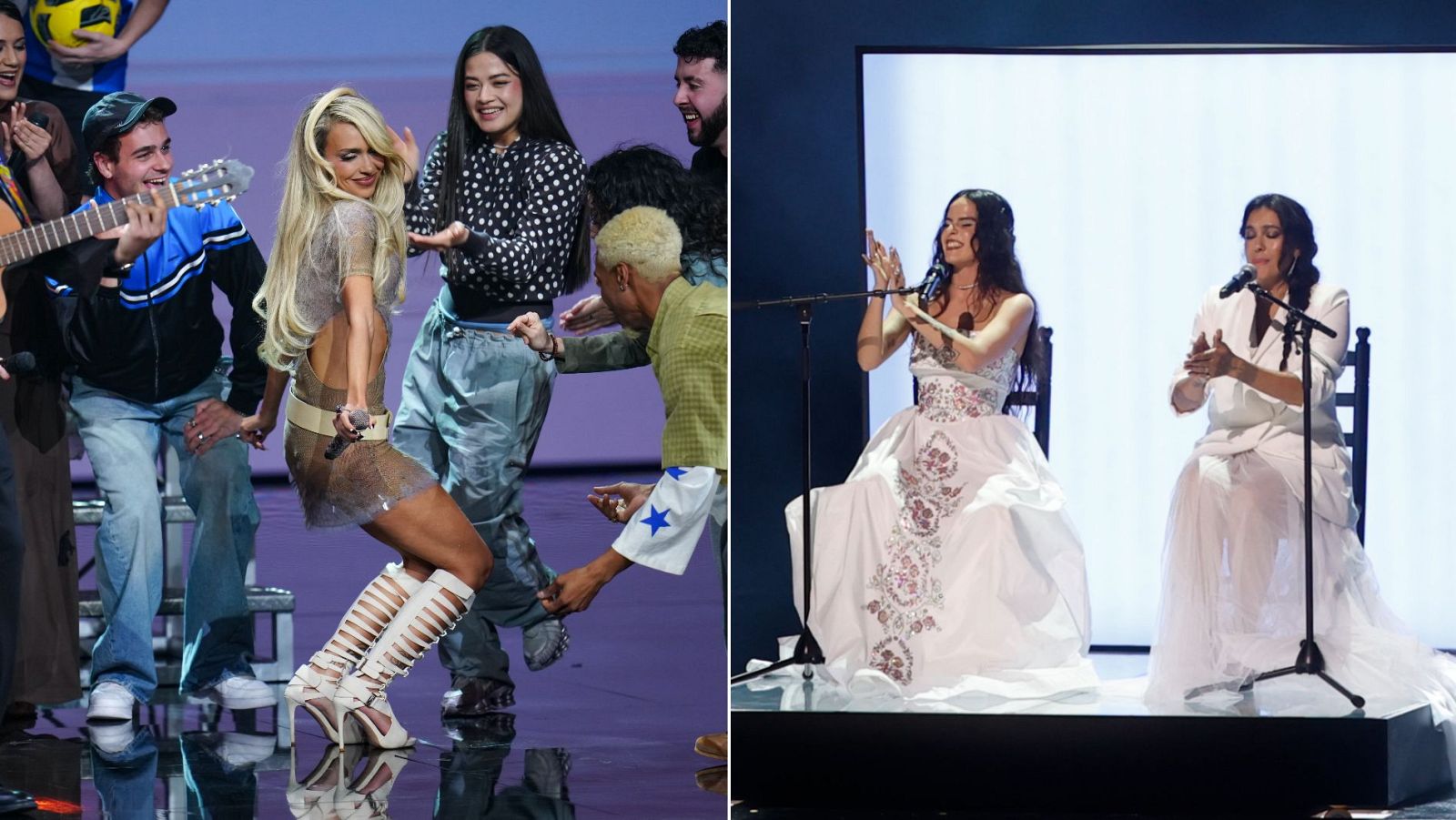 Goya 2026: las cantantes Bad Gyal, Ángeles Toledano y Alba Molina, en su actuación en la gala